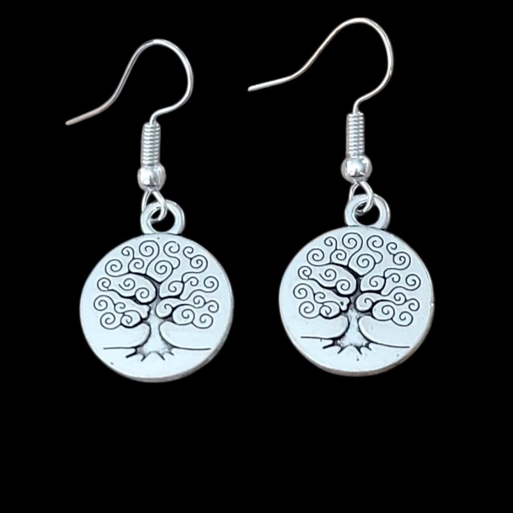 Tree of life 2 sided design earrings